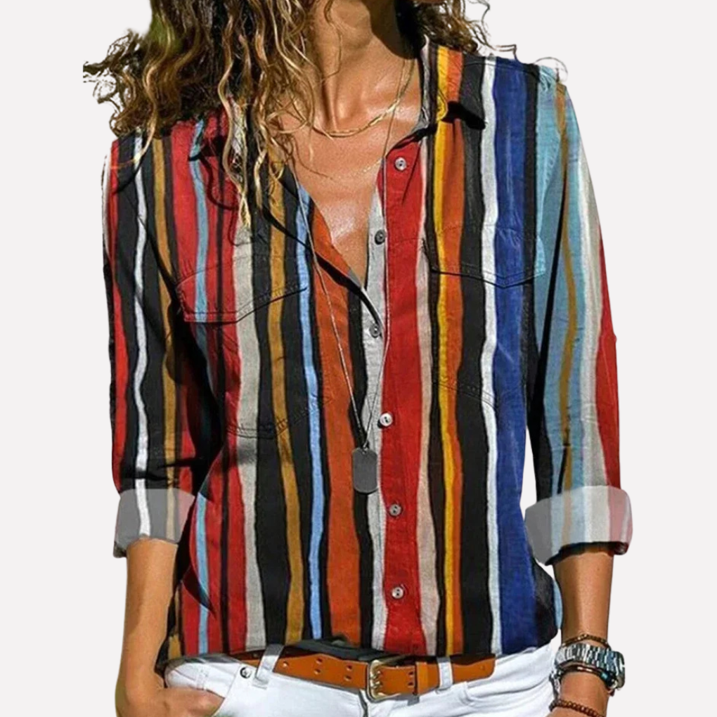 Luchtige dames blouse met korte mouwen, comfortabel en modieus. Perfecte zomerblouse voor elke gelegenheid.