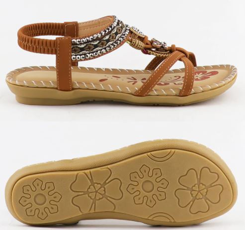 Dames Bohemia sandaal met uniek design; combineert zomerse mode met ultiem loopcomfort voor de voet.