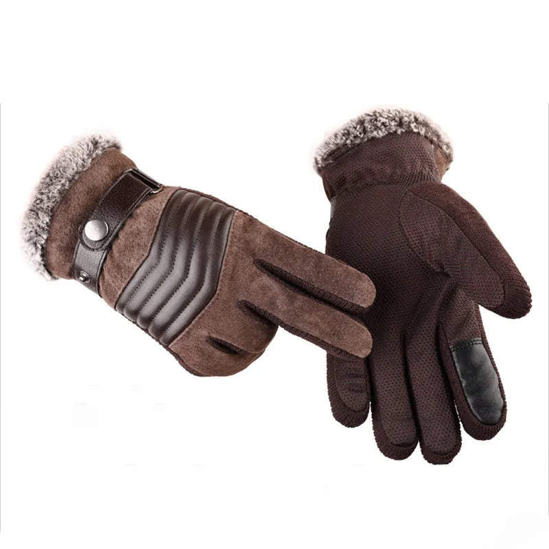 Heren warme handschoenen met speciale vingertips voor smartphones en tablets. Onmisbaar in de kou. Zwart design.