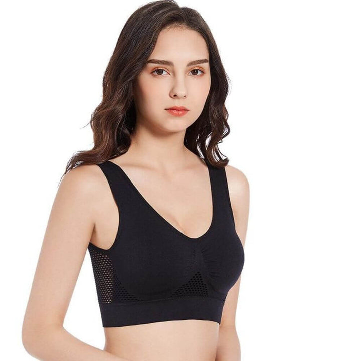 Dames ademende sport bh Sofia. Naadloze activewear voor hardlopen, yoga & fitness met optimale ondersteuning.