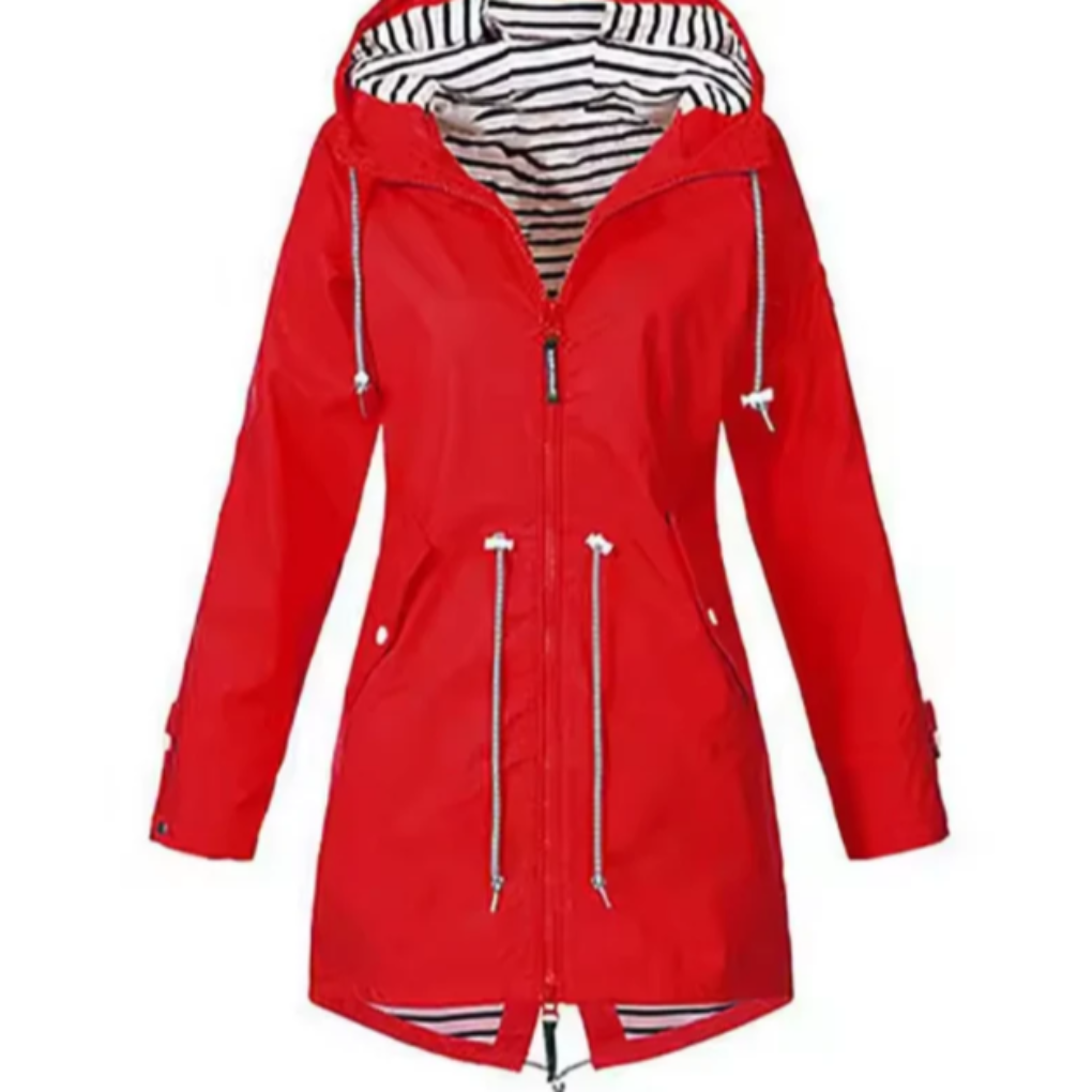 Nieuwe comfortabele dames regenjas met capuchon. Waterdicht en winddicht, klaar voor elk outdoor avontuur.