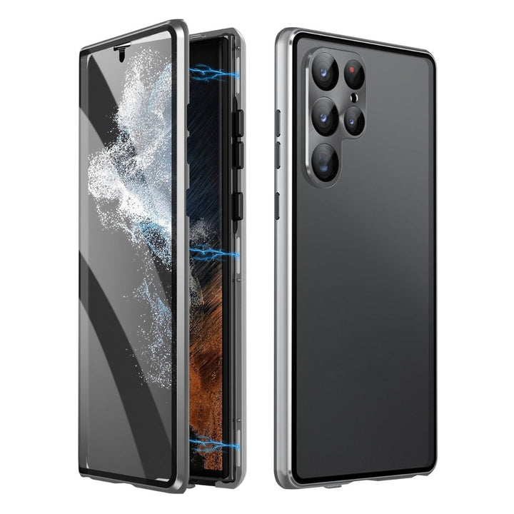 Schokbestendig magnetisch ClearLock hoesje met krasbestendig privacy glas voor je telefoon.