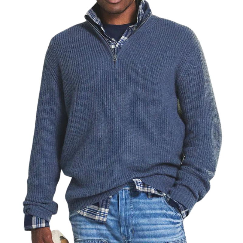 Stijlvolle heren trui met ritskraag: moderne pasvorm, perfect voor een casual look. Warme pullover, nieuwe collectie.