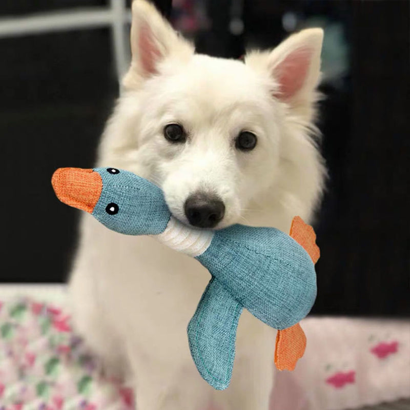 Veilig pluche eend kauwspeeltje voor puppy's en kleine honden, urenlang zacht en comfortabel speelplezier.