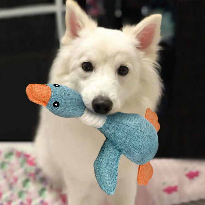 Veilig pluche eend kauwspeeltje voor puppy's en kleine honden, urenlang zacht en comfortabel speelplezier.