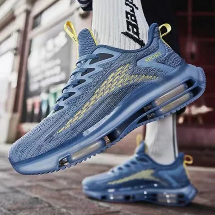 Close-up dempende zool van Hoymans heren hardloopschoenen; ideaal voor fitness en lange runs.