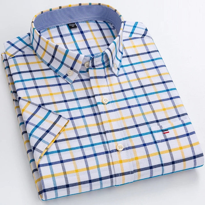 Trendy heren overhemd, geruit patroon, verkrijgbaar in grote maten. Ideaal voor moderne mannen.