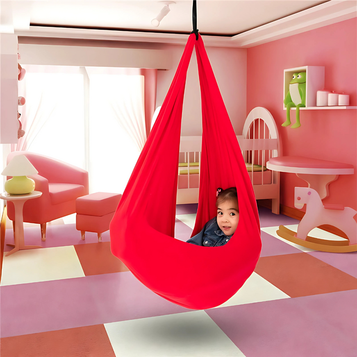 Duurzame kinder schommel; sensorische cocon hangmat voor speelkamer, kinderkamer of buiten, voor ontspanning & plezier.
