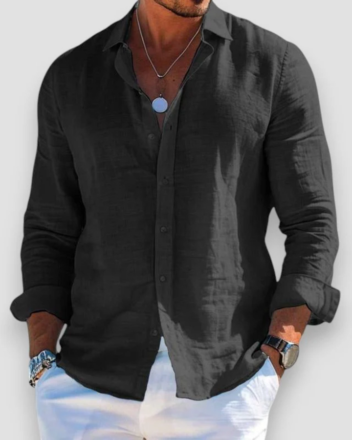 Veelzijdig heren overhemd met lange mouwen voor lente en zomer. Formeel, business of casual stijlvol. Comfortabel.