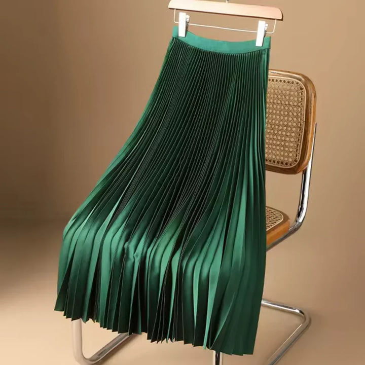 Stijlvolle dames midirok met plooien, geschikt voor alle seizoenen, modieus en elegant in groen of zwart.