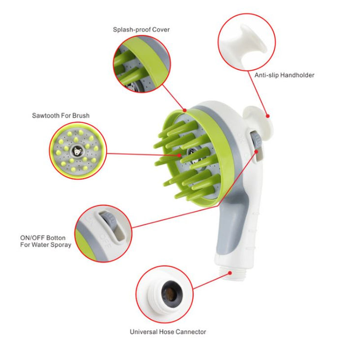 Zachte siliconen borstel met massageknoppen; perfect voor vachtverzorging en schoonmaken van je huisdier.