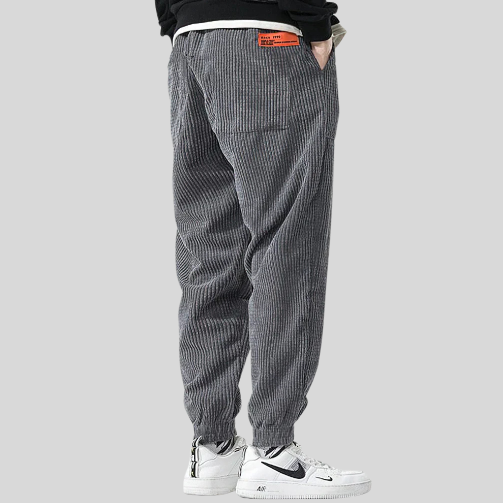 Trendy heren wijde pijpen joggingbroek van corduroy, ideaal voor comfortabele vrijetijd en een nonchalante casual look.