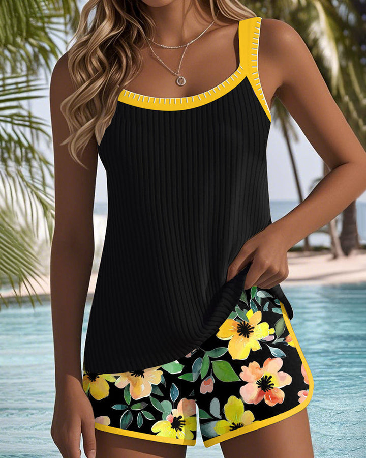Dames badmode: comfortabele en elegante tankini set, ideaal voor de zomerse strandmode.