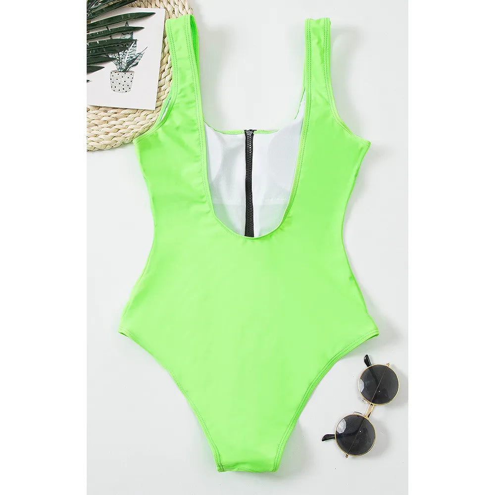 Zomerklaar dames monokini badpak met rits, voor een glamoureuze en comfortabele ervaring.
