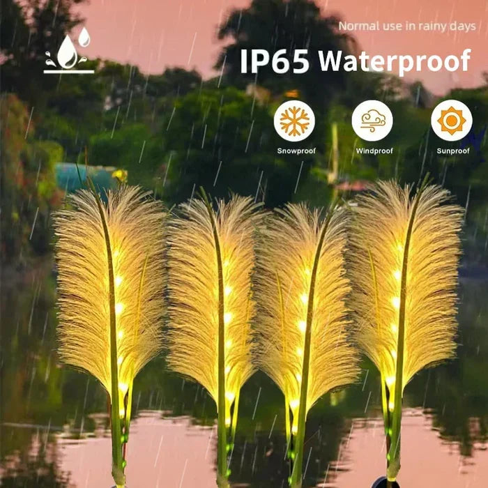 Unieke rieten SunReed buitenverlichting in landelijke stijl, elegante tuindecoratie voor elke buitenruimte.