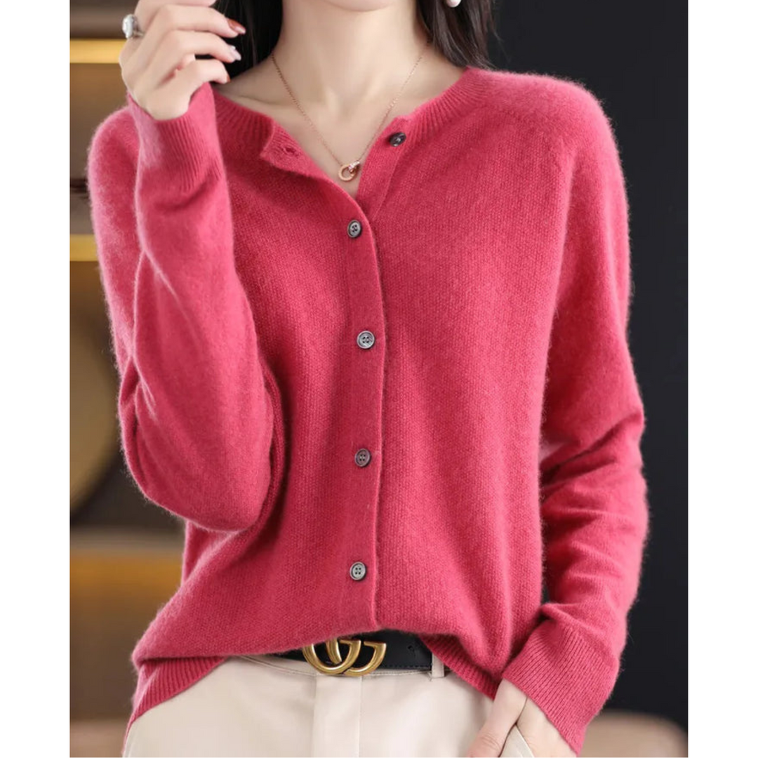 Dames elegante gebreide trui met knoopsluiting, perfect voor herfst & winter.