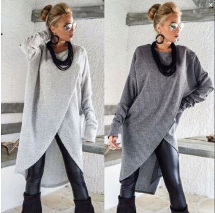 Dames pullover met lange mouwen in grijs, een comfortabele en warme trui voor dameskleding.