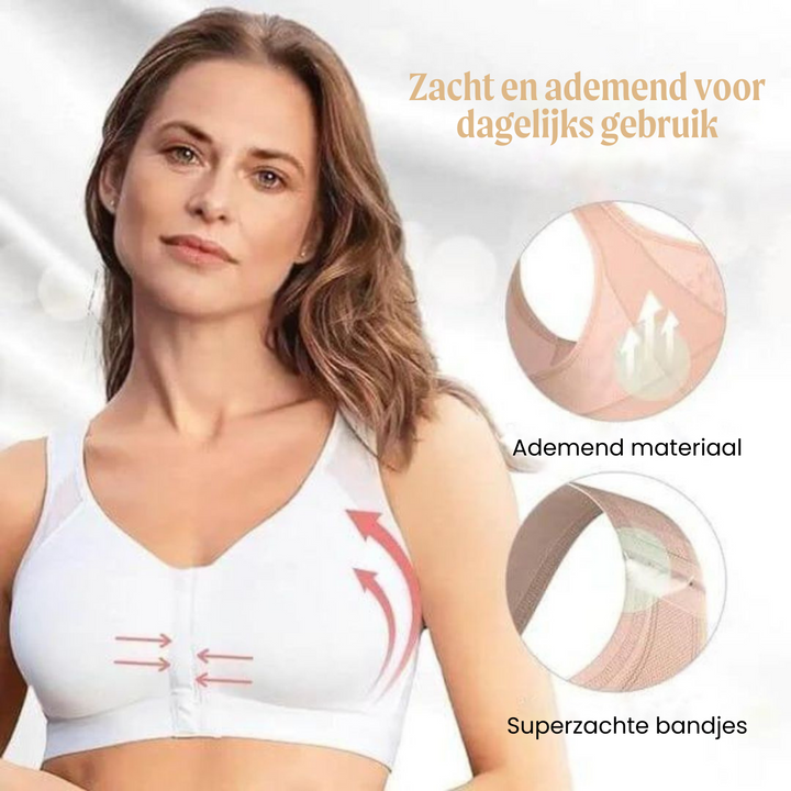 Deze comfortbeha corrigeert de houding en biedt stevige rugsteun.