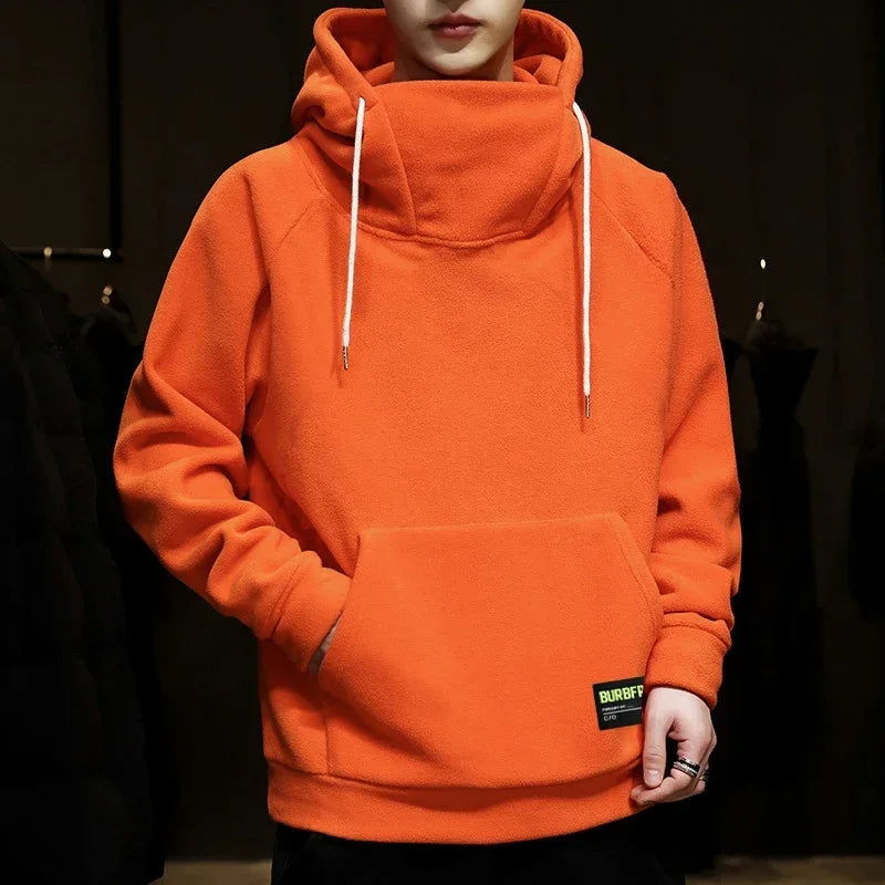 Grijze heren oversized hoodie, comfortabele streetwear voor koude dagen. Dikke trui.