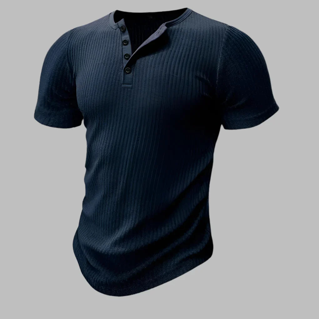Stijlvol heren T-shirt, muscle-fit Henley, perfecte slim fit voor een krachtige en comfortabele zomerse look.