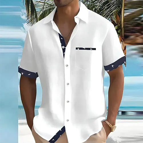 Ademend herenhemd met korte mouwen, perfect als zomerkleding. Comfortabel en fris voor elke gelegenheid.