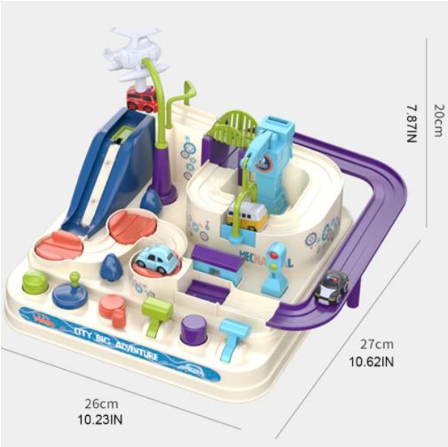 Educatief interactief kinder speelgoed; leerzaam auto avontuur spel voor de ontwikkeling van motoriek en cognitie.