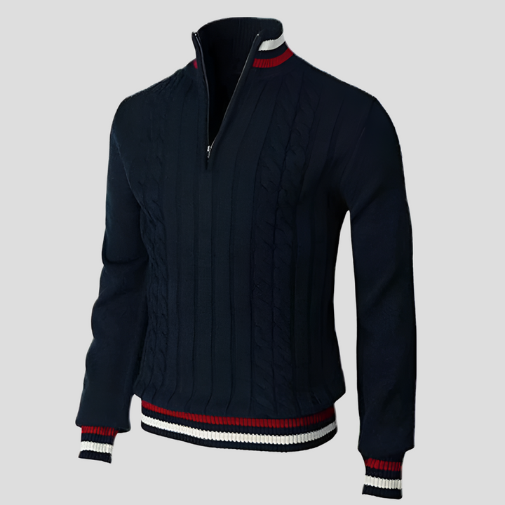 Stijlvolle heren sweater: gebreide trui met halve rits. Ideaal voor herenmode, casual of gekleed, comfortabele knitwear.