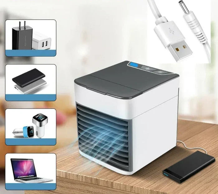 ChillWave mini-airconditioner voor thuis. Luchtbevochtiger, zuiveraar en ventilator met LED verlichting.