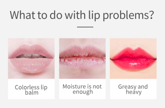 Lippen voor en na aanbrengen van de kleurveranderende aloë vera lippenstift voor natuurlijke tint.