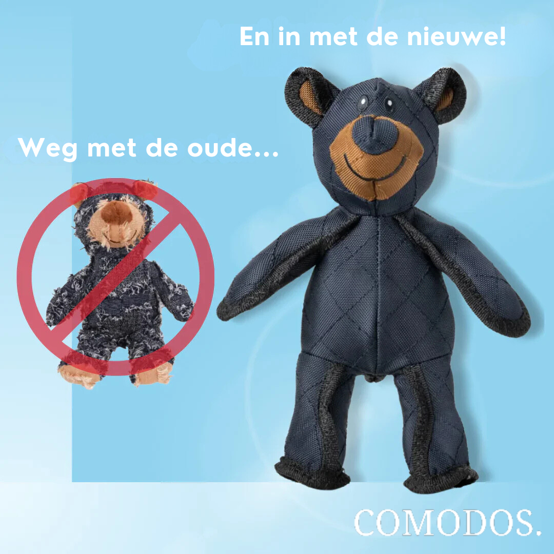 Close-up van oersterk hondenspeelgoed, gemaakt van veilig, duurzaam materiaal voor intense kauwbehoeften.