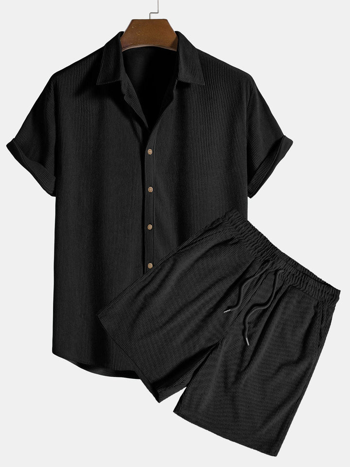 Tweedelige heren zomerset met losse pasvorm, perfect voor vakantie en casual dagen.