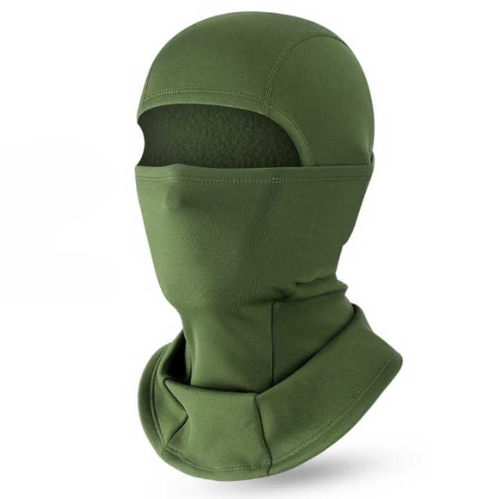 Winddichte fleece bivakmuts, essentieel voor skiën, snowboarden en fietsen in ijzige omstandigheden.