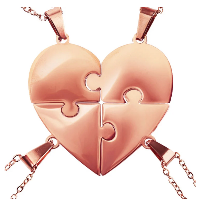 Gouden look puzzelketting, uniek gepersonaliseerd met geboortedatums.