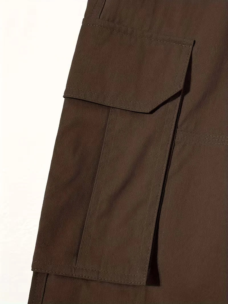 Verstelbare heren straight fit cargo broek in koffiekleur, ideaal voor een persoonlijke pasvorm en stijl.