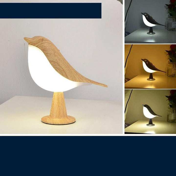 Sfeervolle dimbare LED bedlamp met aanraakbediening, toont verschillende lichtintensiteiten voor elke stemming.