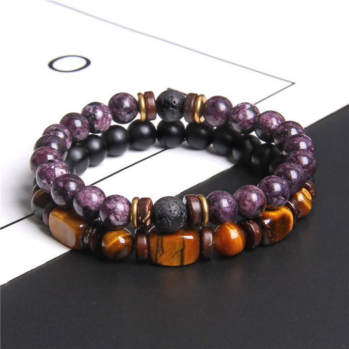 Natuurlijke schoonheid: Naya armband van tijgeroog en Afrikaanse turkoois natuursteen. Authentiek.