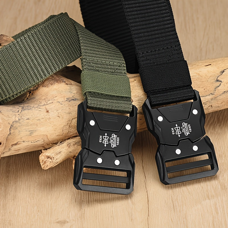 Verstelbare unisex riem met metalen gesp, perfect voor tactische toepassingen, sport en casual.