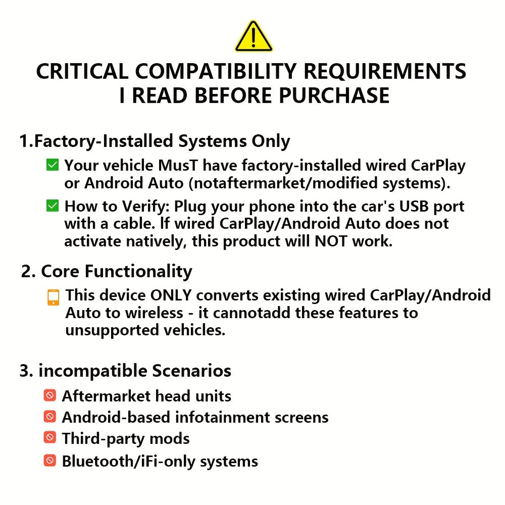 Moderne auto upgrade gadget: draadloze adapter voor Carplay & Android Auto multimedia.