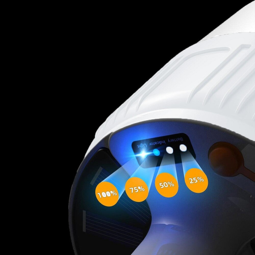 Bulby opvouwbare solar lamp verlicht een tent op de camping, perfecte draagbare LED buitenverlichting.