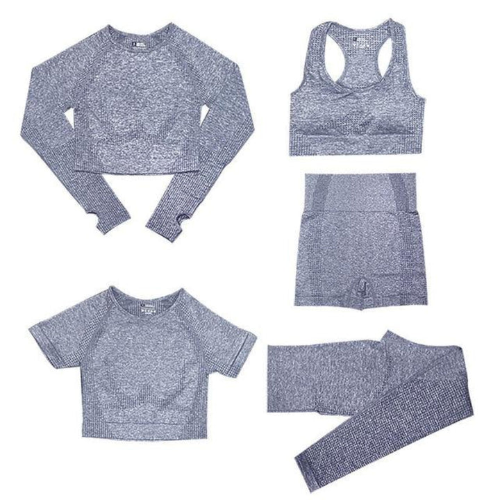 Dames fitness sportset: comfortabele hoge taille legging en ademende sporttop. Stretchy materiaal, perfecte fit.
