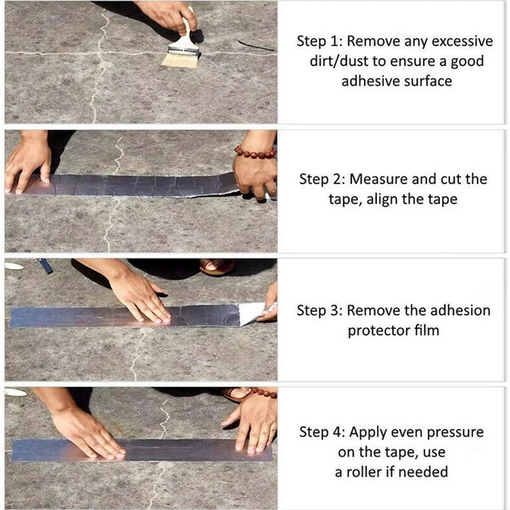 Rol universele waterdichte reparatietape met sterke butyl/aluminium afdichting voor lekkages en scheuren. Klussen thuis.