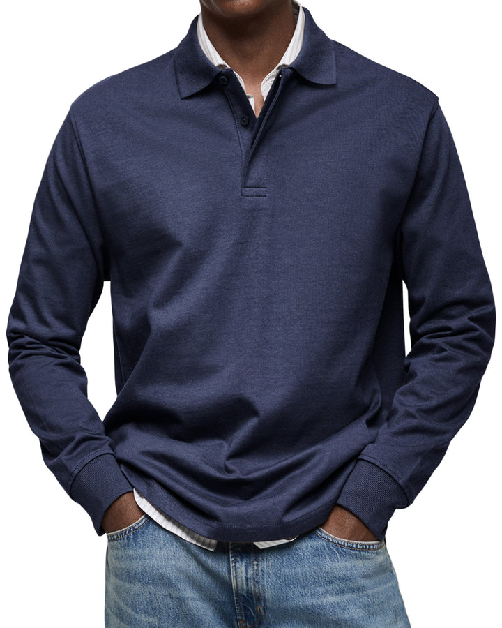 Comfortabele heren polo met lange mouwen, perfect voor een ontspannen dag of op kantoor.