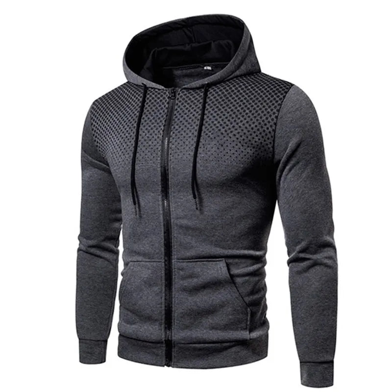 Lichtgewicht heren sportvest met stippenprint en ritssluiting, ideaal voor hardlopen en actieve sporten.