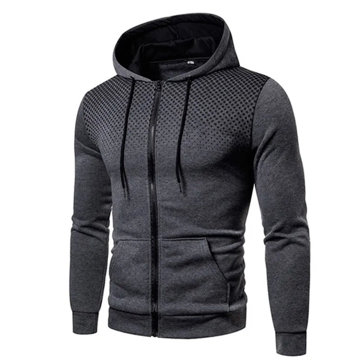 Lichtgewicht heren sportvest met stippenprint en ritssluiting, ideaal voor hardlopen en actieve sporten.