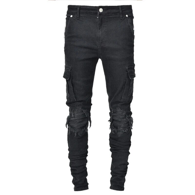 Stijlvolle heren cargo jeans, perfect voor een casual en toch trendy outfit, middelhoge taille.