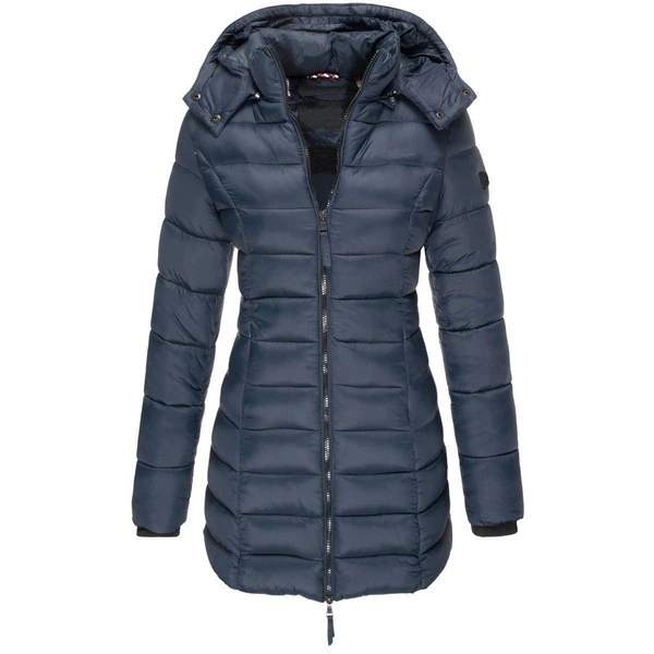 Elegante dames winterjas, getoond op model. Stijlvolle en warme jas, een must-have voor winterse mode.
