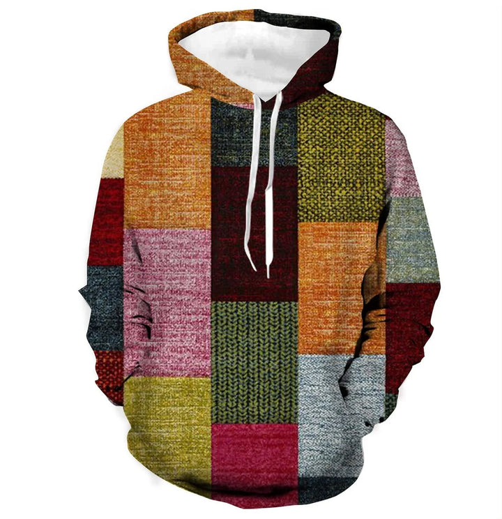 Zachte geruite heren hoodie, oversized pasvorm, lange mouwen, comfortabele trui voor elke dag.