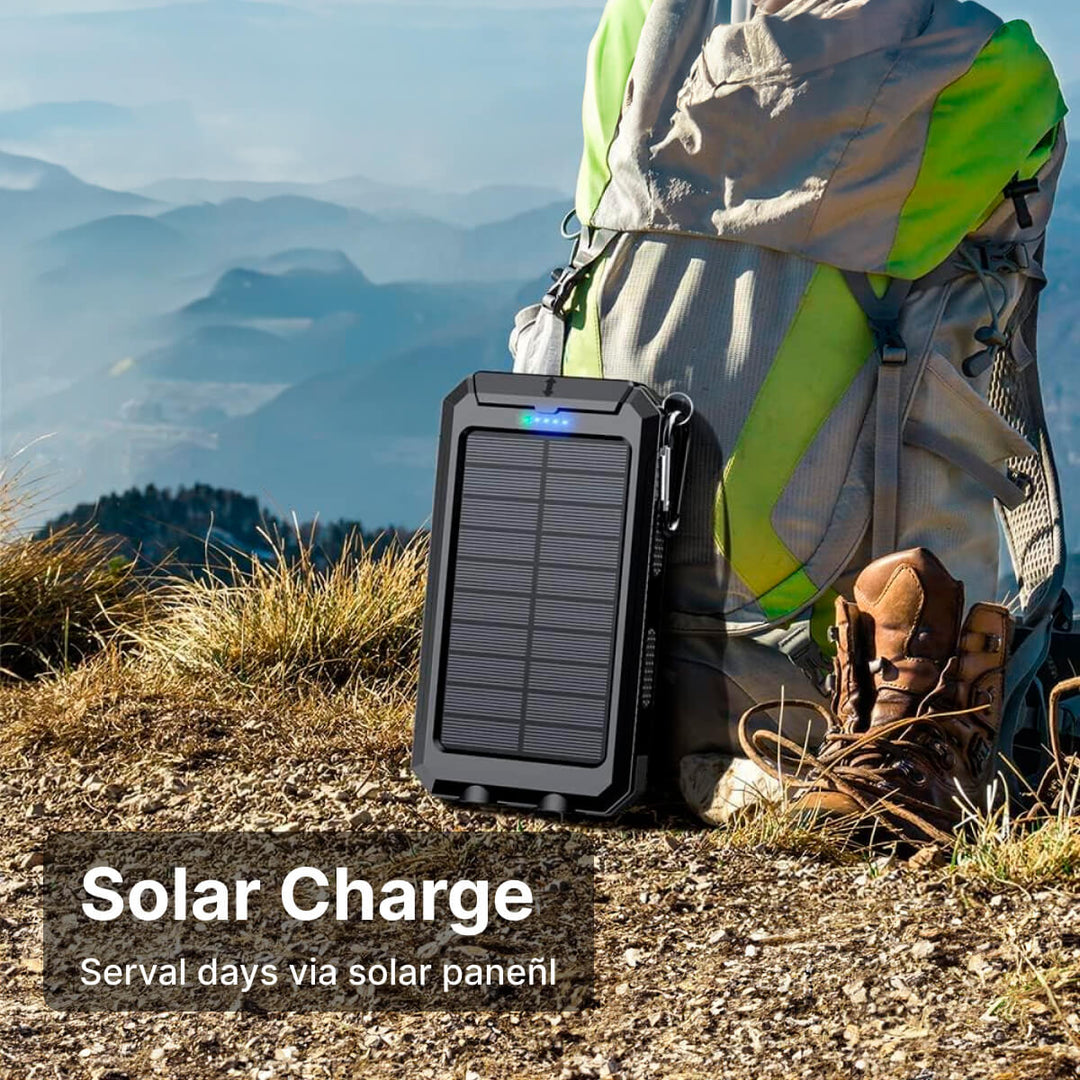 Compacte draagbare zonne-powerbank 20000mAh, gemakkelijk mee te nemen voor outdoor camping energie.
