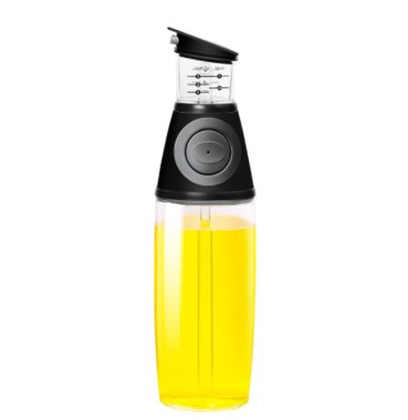 Stijlvolle oliedispenser met maatverdeling, perfect voor olijfolie en azijn op je aanrecht.