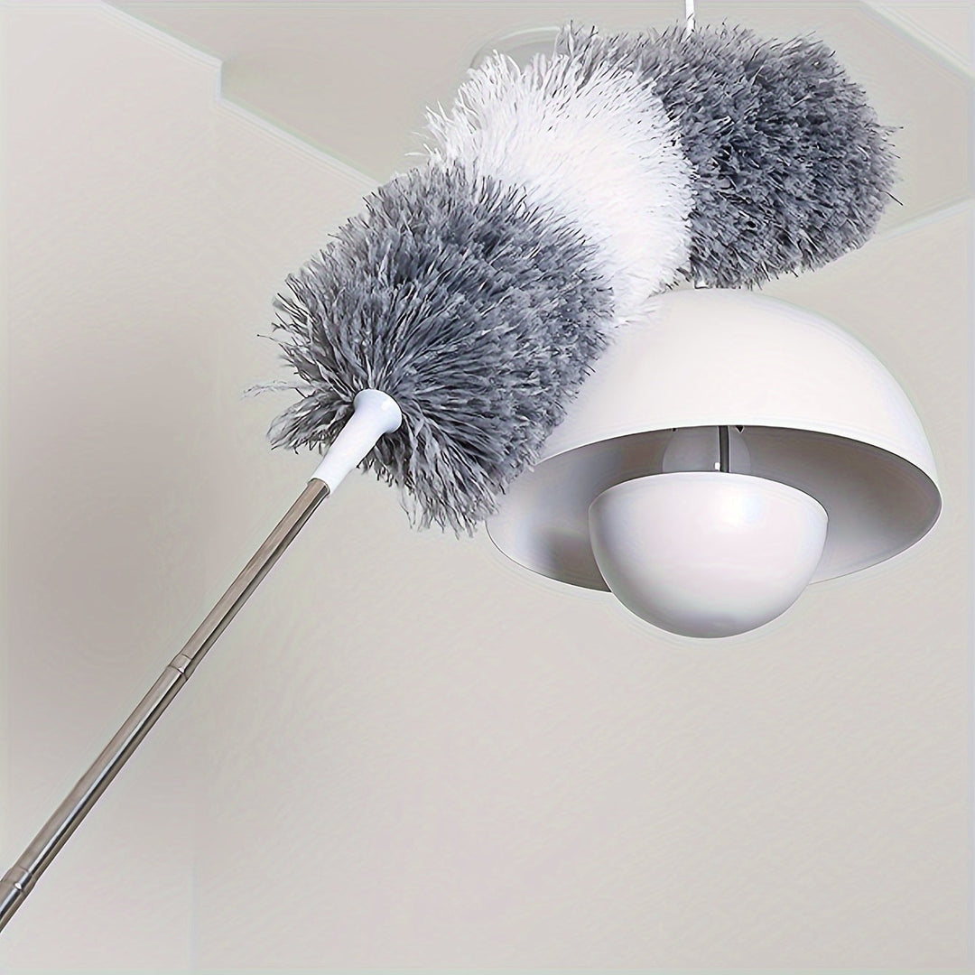 Flexibele uitschuifbare microvezel plumeau, ideaal voor hoeken, lampen en auto. Wasbaar voor hergebruik.